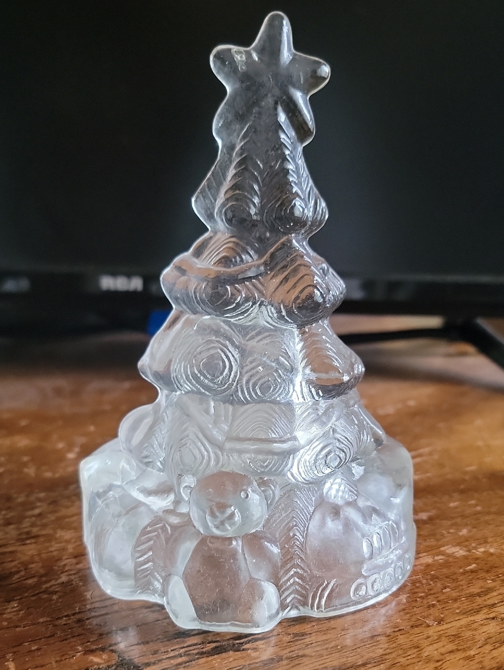 Clear Glass Christmas Tree Figurine - Tea Light Holder